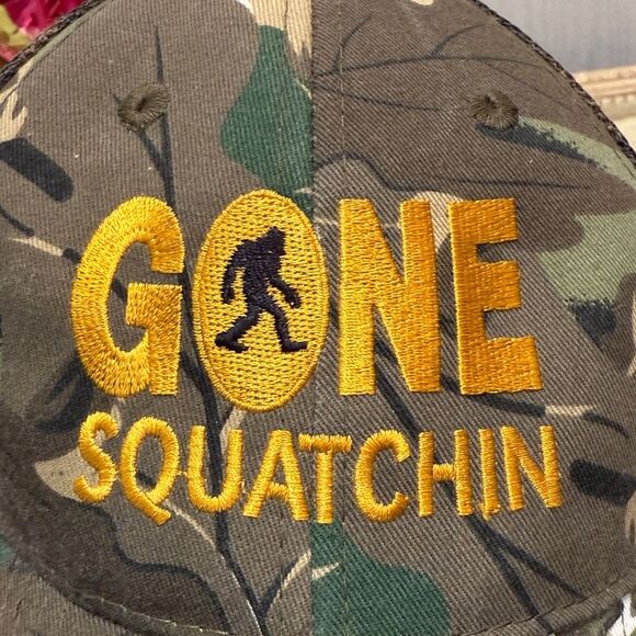 Gone Squatchin Sasquatch Adjustable Camo Cap Hat One Size Unisex - Picture 6 of 15